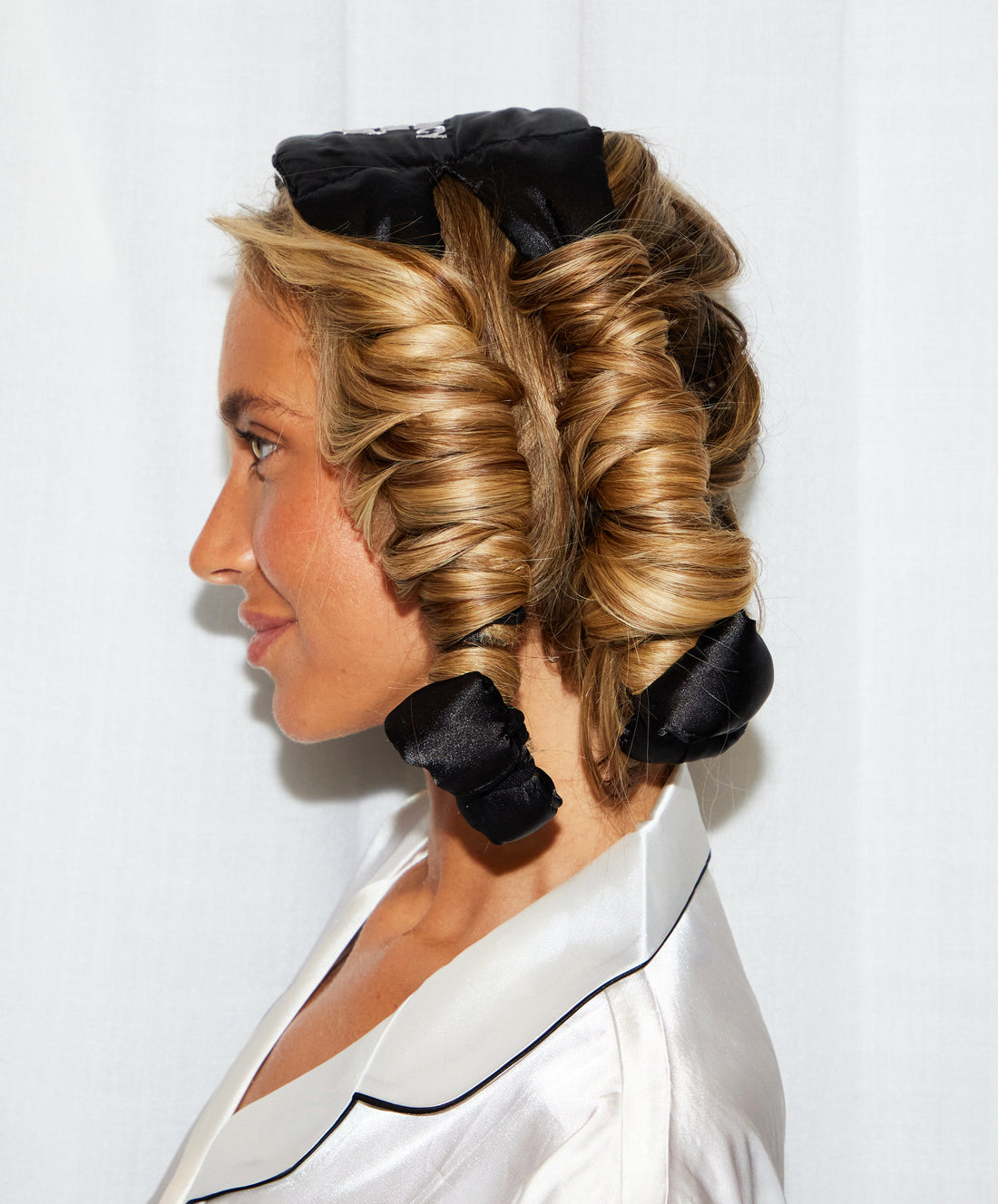 Heatless Curls &amp; Comb Set by Bouncy Blow Band®-Black Satin